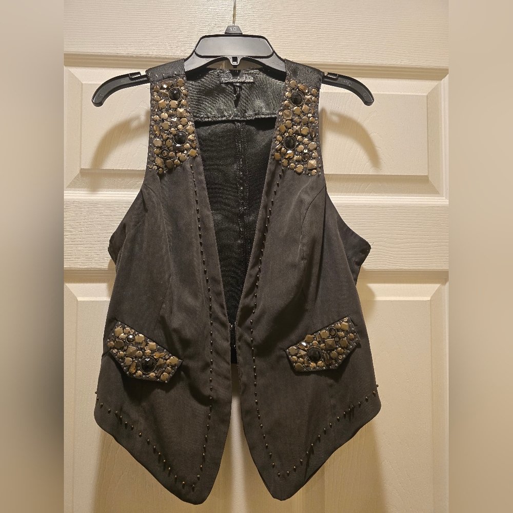 C Black Embellished Vest
